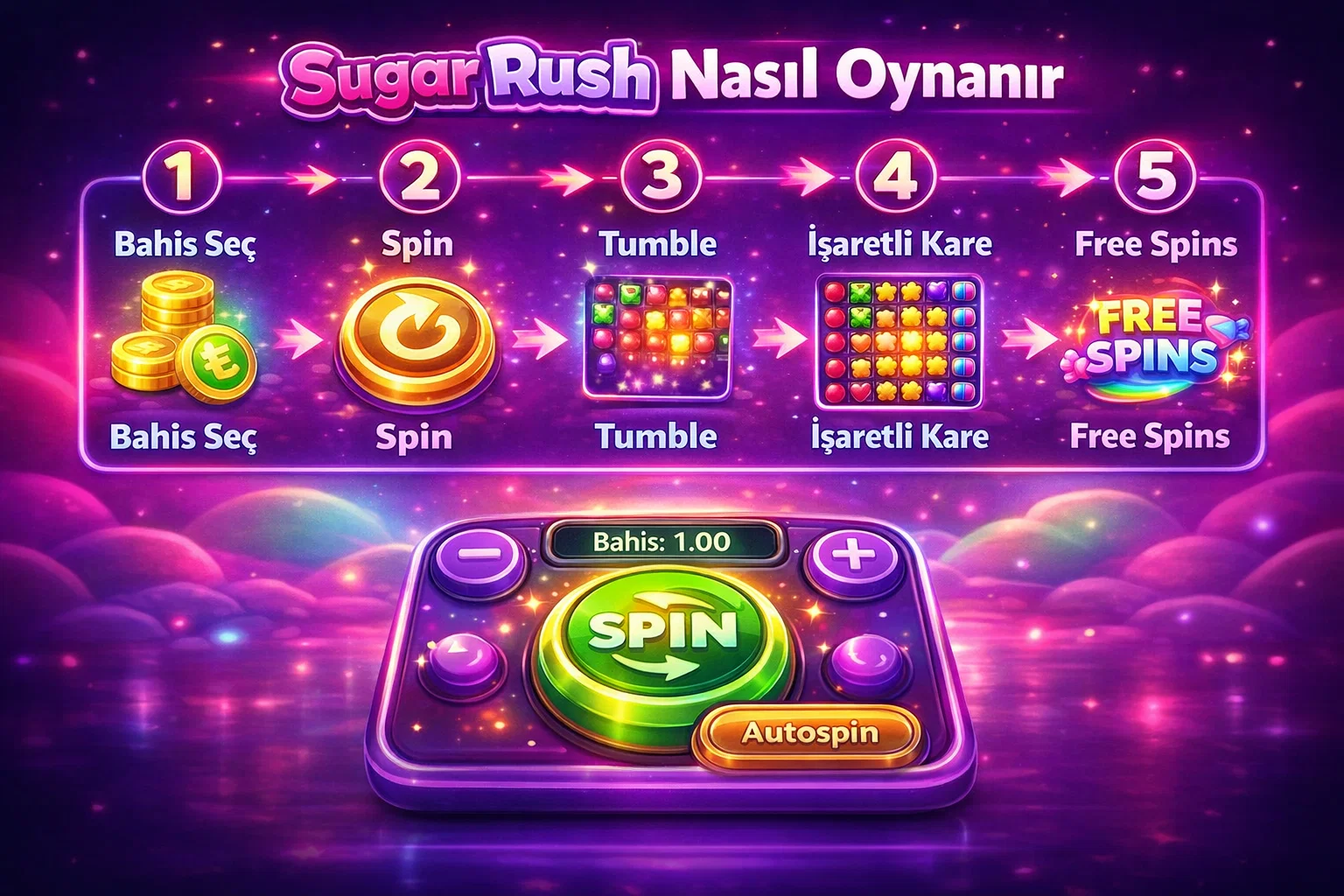 Sugar Rush nasil oynanir adim adim akis